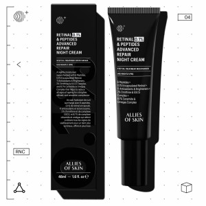 Allies of Skin Retinal 0,1% & Peptides Advanced Repair Night Cream Усиленный ночной восстанавливающий пептидный крем с 0,1% ретиналем (48 мл.)